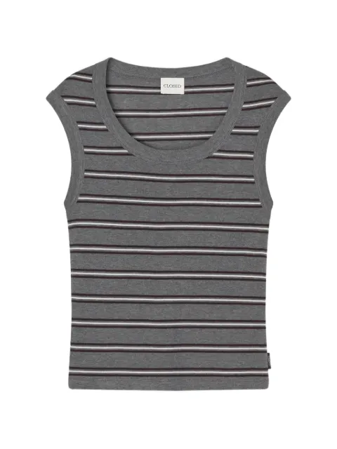 Closed striped cap-sleeve T-shirt Grey C95003420ST