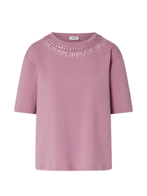 LIU JO T-shirt with jewel embroidery Pink WF6398JS904