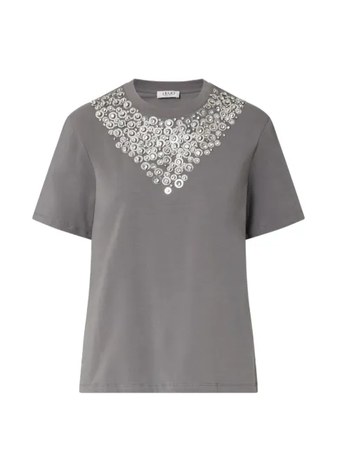 LIU JO T-shirt with jewel embroidery Grey WF6324J0088