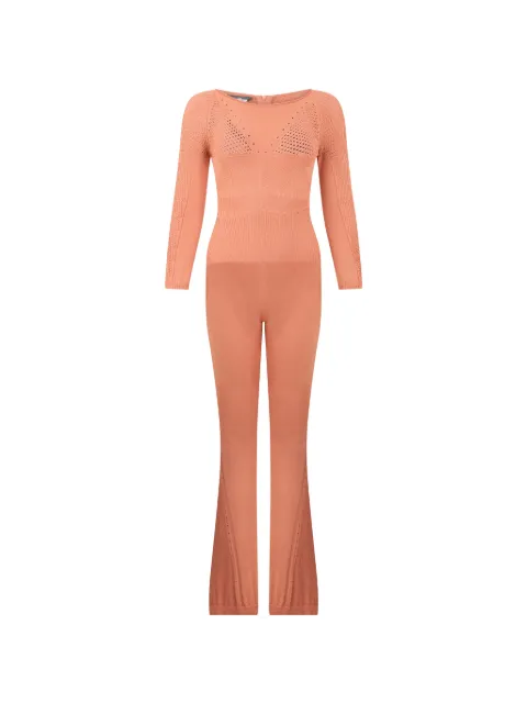 Alberta Ferretti perforated flared jumpsuit Orange A04861604