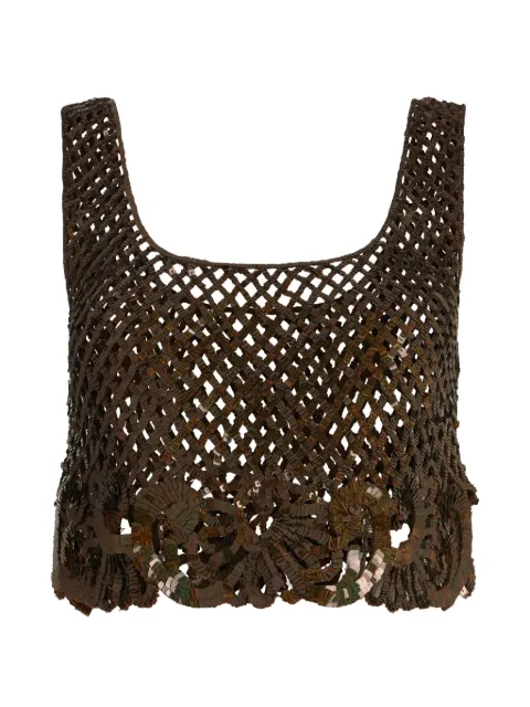 Alberta Ferretti sequin-embellished cropped top Brown A08220160