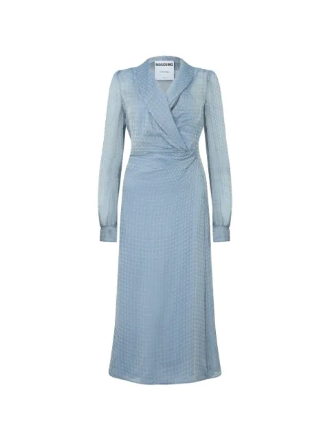 Moschino houndstooth-pattern V-neck maxi dress Blue A04225549