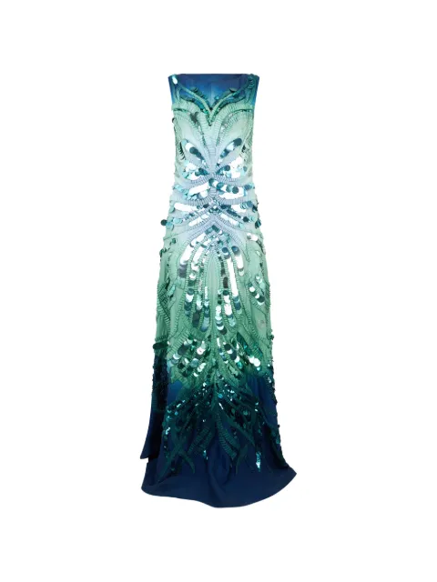 Alberta Ferretti sequin-embellished silk maxi dress Blue A04360157