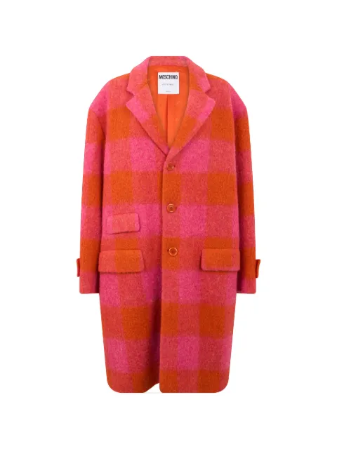 Moschino check-pattern long-sleeve coat Pink A06187011