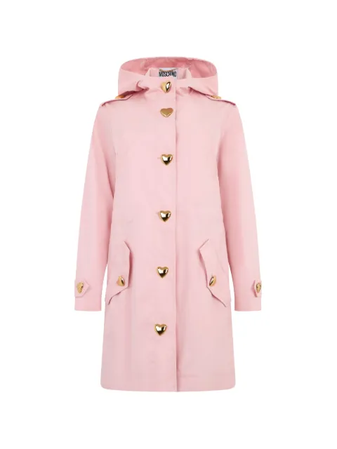 Moschino heart-button hooded parka coat Pink A06215520