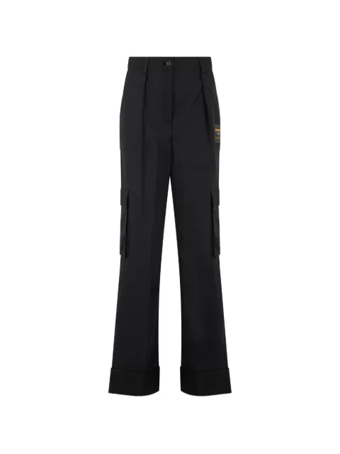 Moschino logo-patch cargo-pockets flared trousers Black A03285520