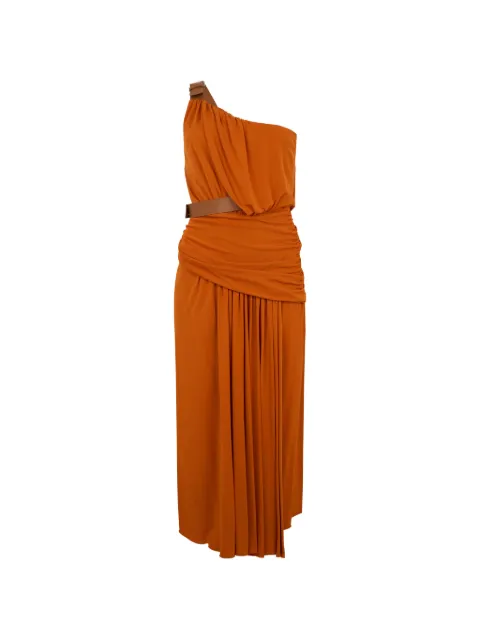 Alberta Ferretti belted one-shoulder midi dress Orange A04410127