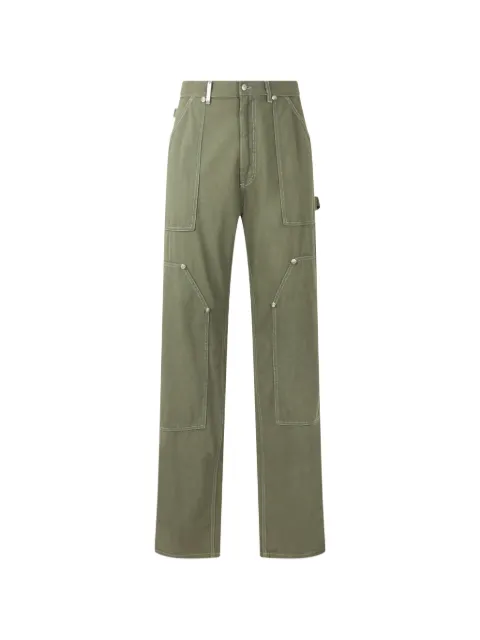 Moschino contrast-stitch straight-leg trousers Green A03277038