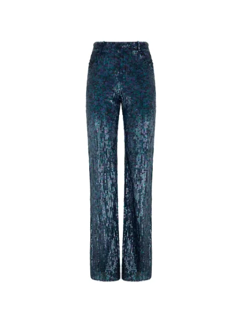 Alberta Ferretti sequin-embellishment straight-leg trousers Blue A03200156