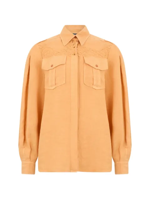 Alberta Ferretti lace-detail pocket shirt Orange A02031629