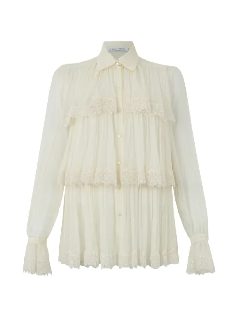 Alberta Ferretti layered-ruffled silk shirt White A02121614