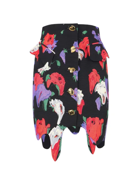 Moschino floral-print asymmetrical skirt Black A01055455