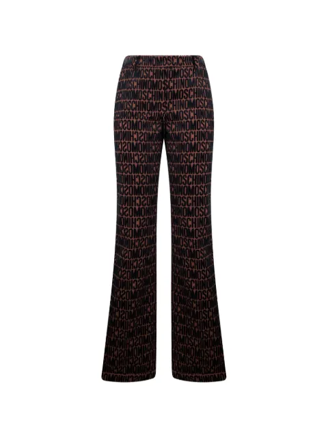 Moschino logo-print flared trousers Brown A03097730