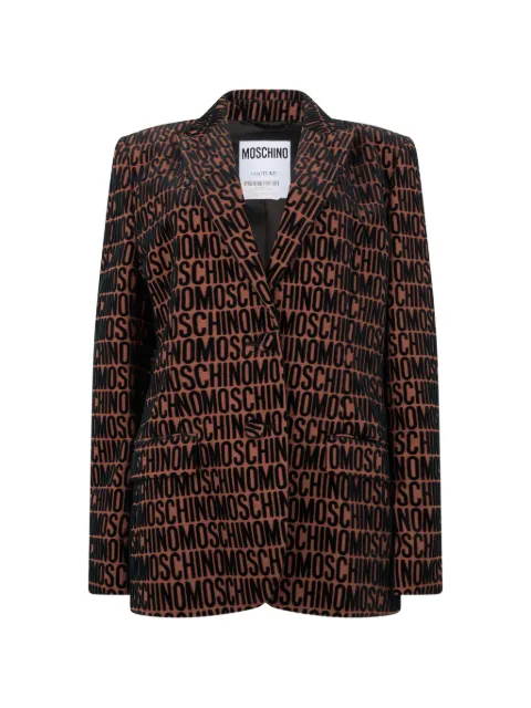 Moschino logo-pattern single-breasted blazer Brown A05057730