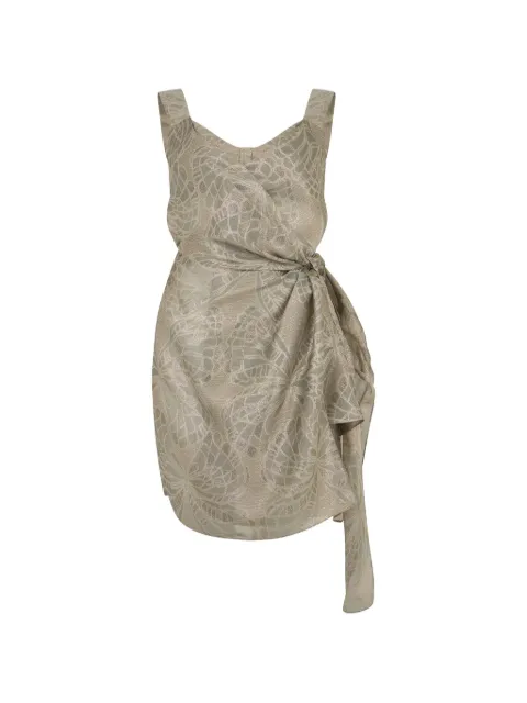 Alberta Ferretti jacquard-effect knotted-waist party dress Neutrals A04670152