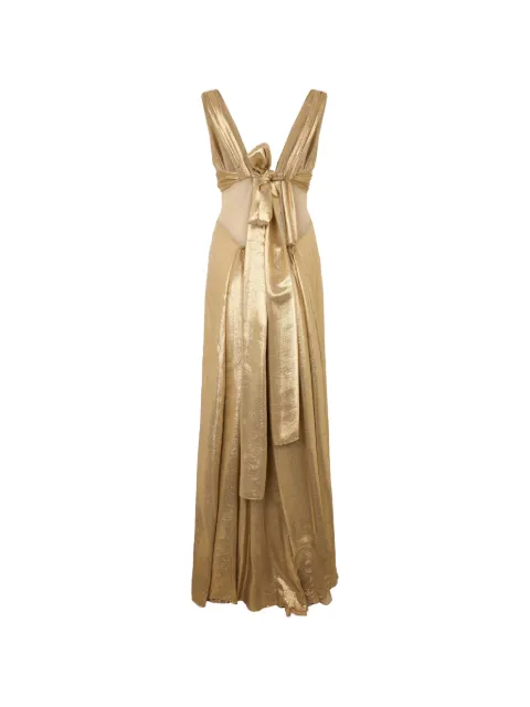 Alberta Ferretti knot-detail sleeveless maxi dress Gold A04070127
