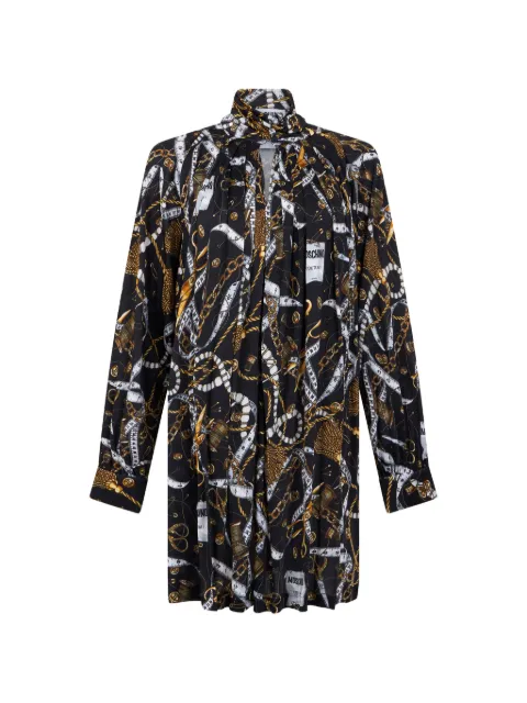 Moschino graphic-print high-neck mini dress Black A04055557