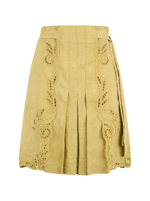 Alberta Ferretti broderie-anglaise pleated midi skirt Yellow A01031629