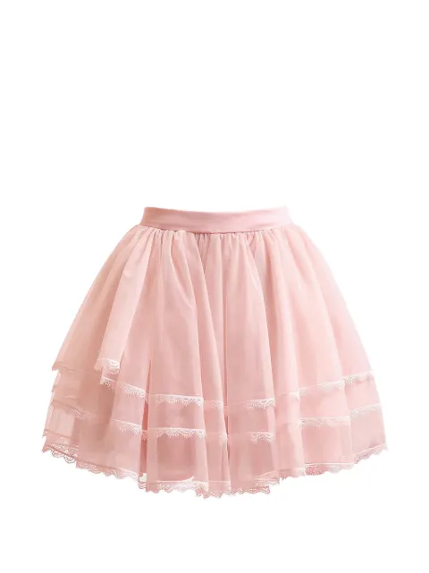 Gemy Maalouf lace-trimmed tiered short skirt Pink GMCPS277998SSPLAIN