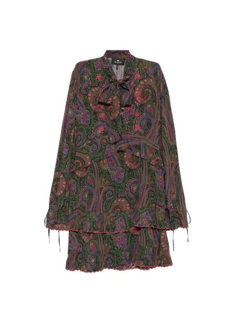 ETRO paisley-print ruffled mini dress Green WRHA0637AK111