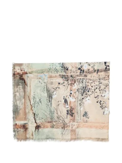 Pierre-Louis Mascia graphic-print frayed scarf Neutrals ALOEUWSW135X195S4