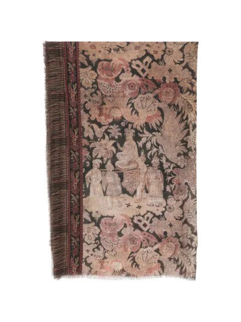 Pierre-Louis Mascia jacquard-woven fringed scarf Black EUCLIDEXS135X195S