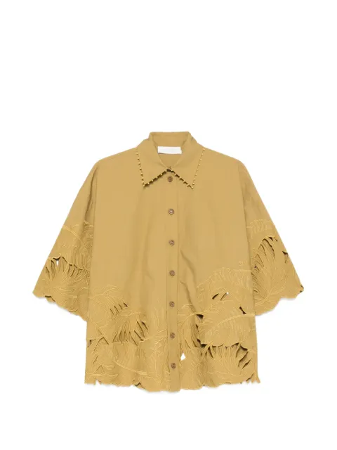 ZIMMERMANN Mahon cut-out embroidered shirt Neutrals 7543TSS263