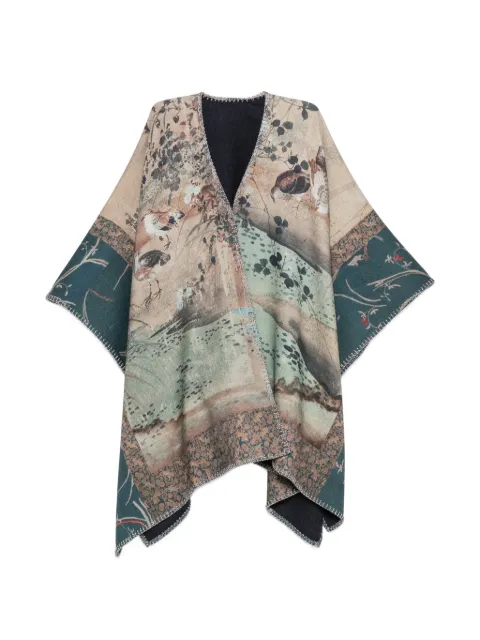 Pierre-Louis Mascia Pancake graphic-print blanket-stitch cape Neutrals PANCAKESPH006101519023