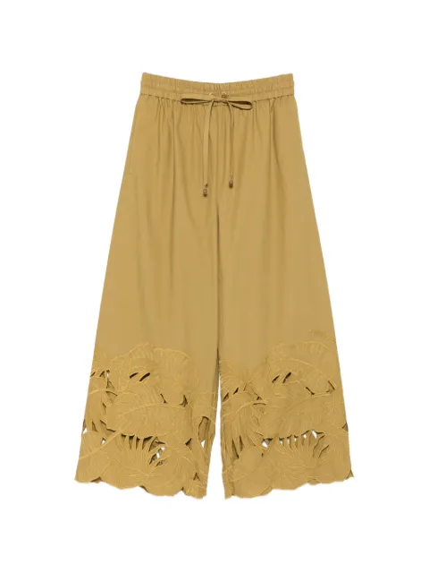 ZIMMERMANN Mahon cut-out embroidered trousers Green 7546PSS263