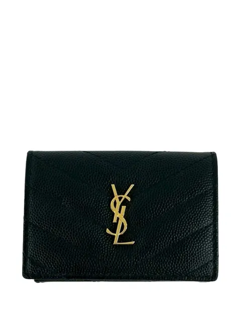 Saint Laurent Pre-Owned 2013-2026 Grain de Poudre Monogram Trifold Wallet small wallets Black ZBMBBPIG794D1OK0