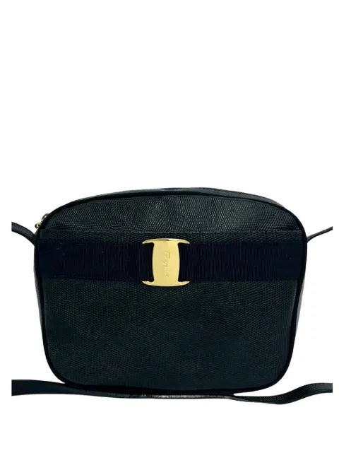 Ferragamo Pre-Owned 2010-2026 Lizard Embossed Leather Vara crossbody bag Black HRW5HIUYZD9C9B01