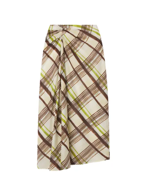 A.L.C. Jeans checked twisted-front cotton midi skirt Neutrals 3SKRT00777