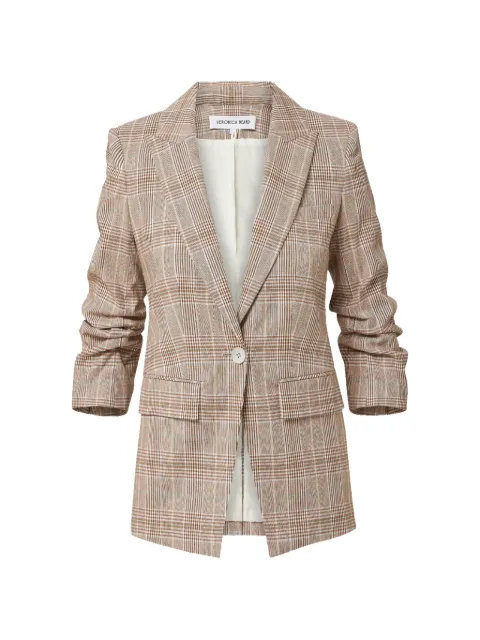 Veronica Beard Clayton single-breasted check-pattern cotton blazer Neutrals 2606PL10911308