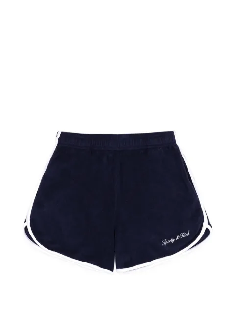 Sporty & Rich Signature logo-embroidered cotton shorts Blue SH01375326BL107