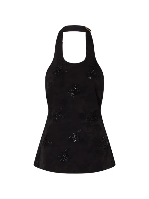LIU JO jacquard top with jewel embroidery Black PF6020TS96A22222