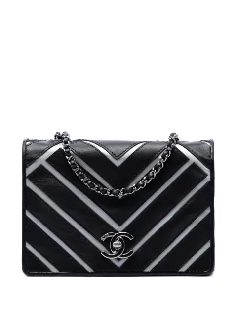 CHANEL Pre-Owned 2016-2017 Small Chevron Lambskin Couture Flap crossbody bag Black ZGQNF4CU31W6HME9