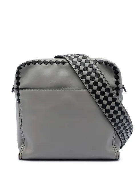 Bottega Veneta Pre-Owned 2012-2026 Intrecciato Trimmed Nappa crossbody bag Grey W6QWPD0IIUOSKD44