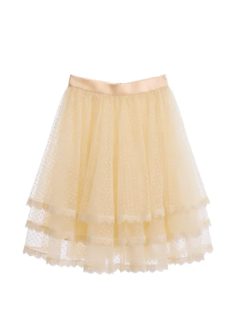 Gemy Maalouf layered lace-trim skirt Neutrals GMCPS277998SS