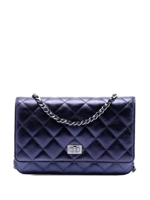 CHANEL Pre-Owned 2008-2009 Quilted Shiny Aged Calfskin Reissue 2.55 Wallet on Chain crossbody bag Blue NUSXC2KOWXVF95T4