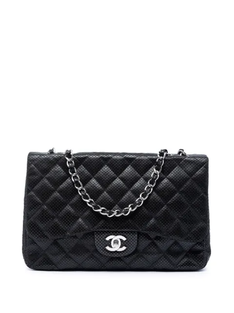 CHANEL Pre-Owned 2006-2008 Jumbo Classic Perforated Lambskin Single Flap shoulder bag Black MT25K62QL172IE7Y