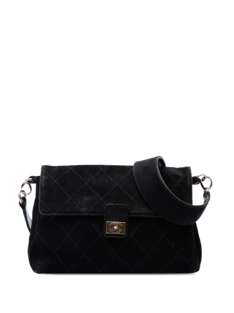 CHANEL Pre-Owned 2002-2003 CC Quilted Suede Wild Stitch Flap shoulder bag Black ARZ2ALW2I5XONFBG