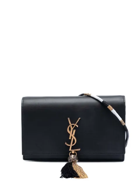Saint Laurent Pre-Owned 2017 Smooth Calfskin Monogram Kate Bicolor Tassel Wallet On Strap crossbody bag Black 0UEE6WD54DF79U0T