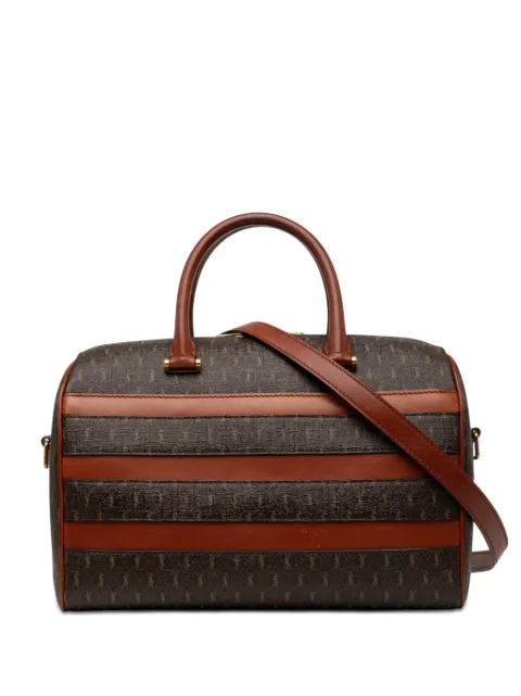 Saint Laurent Pre-Owned 2021 Le Monogramme Coated Canvas and Leather Striped Boston Bag satchel Brown BO86IEP5YD1ONUD6