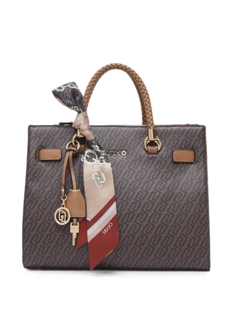 LIU JO Medium satchel bag with scarf Brown AF6086E113781140