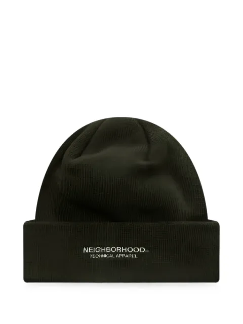 Neighborhood logo-embroidered beanie hat Green 261YGNHHT01