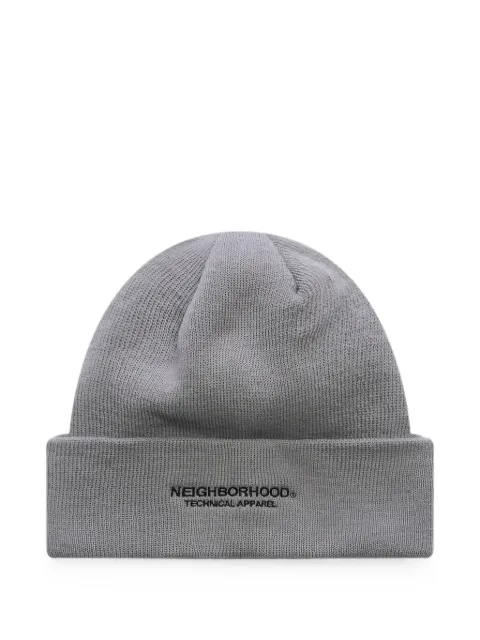 Neighborhood logo-embroidered beanie hat Grey 261YGNHHT01