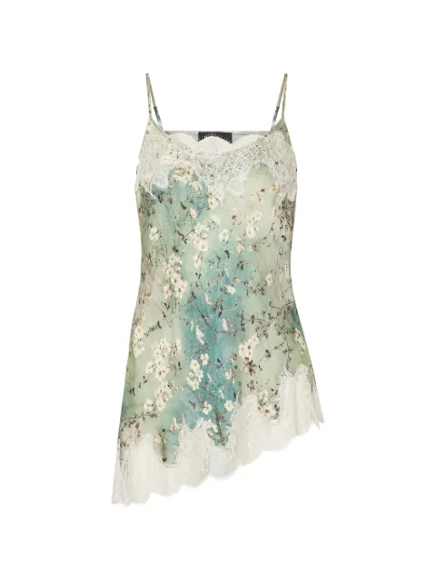 LIU JO printed satin top with lace Green PF6067TS061