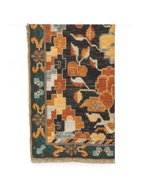 Pierre-Louis Mascia geometric-print fringed scarf Brown ALOEUW