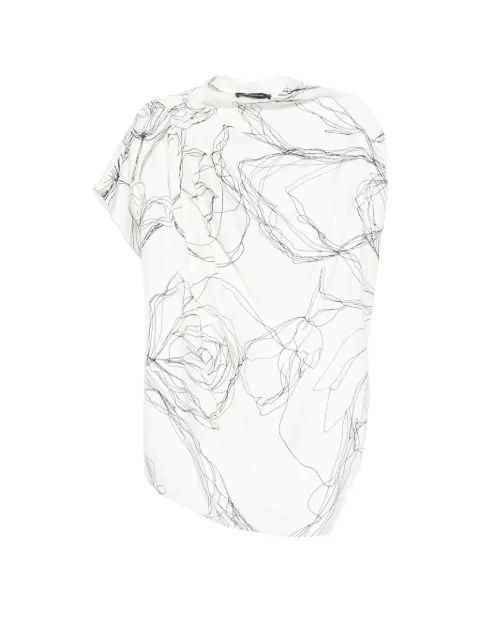 Fabiana Filippi floral-print draped top Blue TPD216F258M3070142