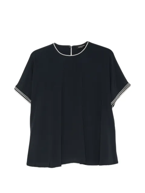 Fabiana Filippi striped-trim short-sleeve blouse Blue TPD216F729M3570000